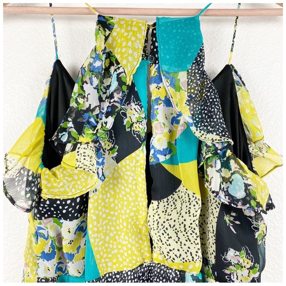 Zara Patchwork Ruffle Dress Size Medium - Picture 7 of 9